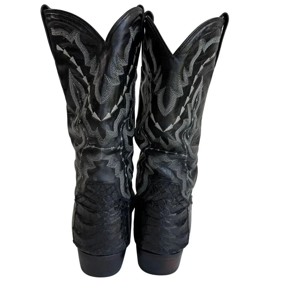 Dan Post Men's Exotic Genuine 2385 Black Caiman Crocodile Leather Boots 14 D